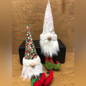 Stained Glass Elf Gnomes Legs Christmas Decor Xmas Gift Brownie Lame Red Green